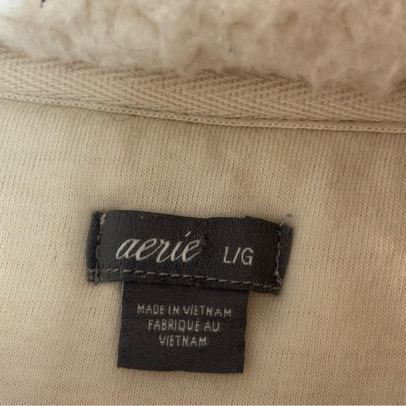 AIRIE Sz L Cozy Cream Sherpa Pullover With Snap Closure Funnel Neck Long Sleeves - Picture 2 of 9